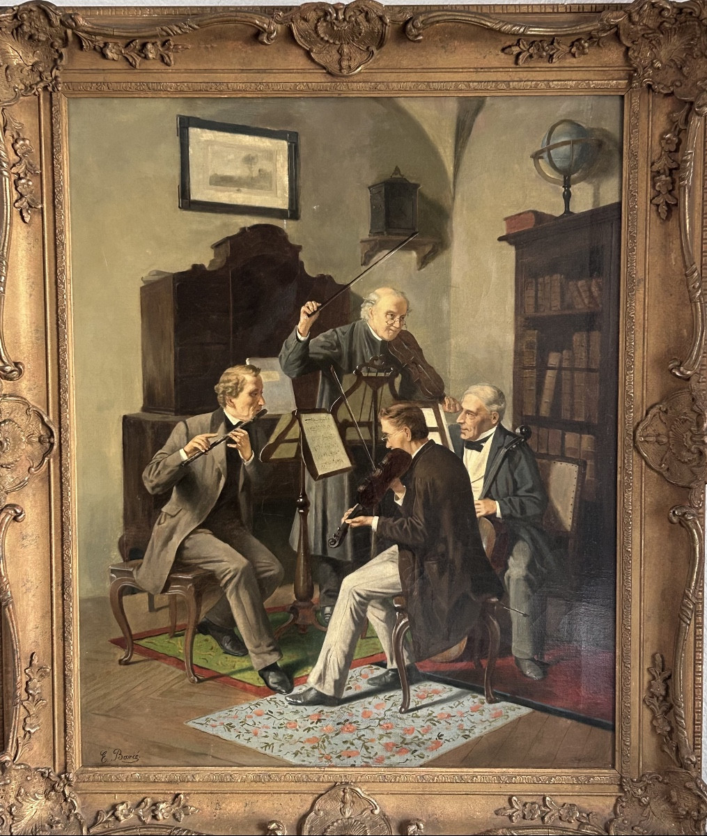 E. Barié, huile sur toile les musiciens 