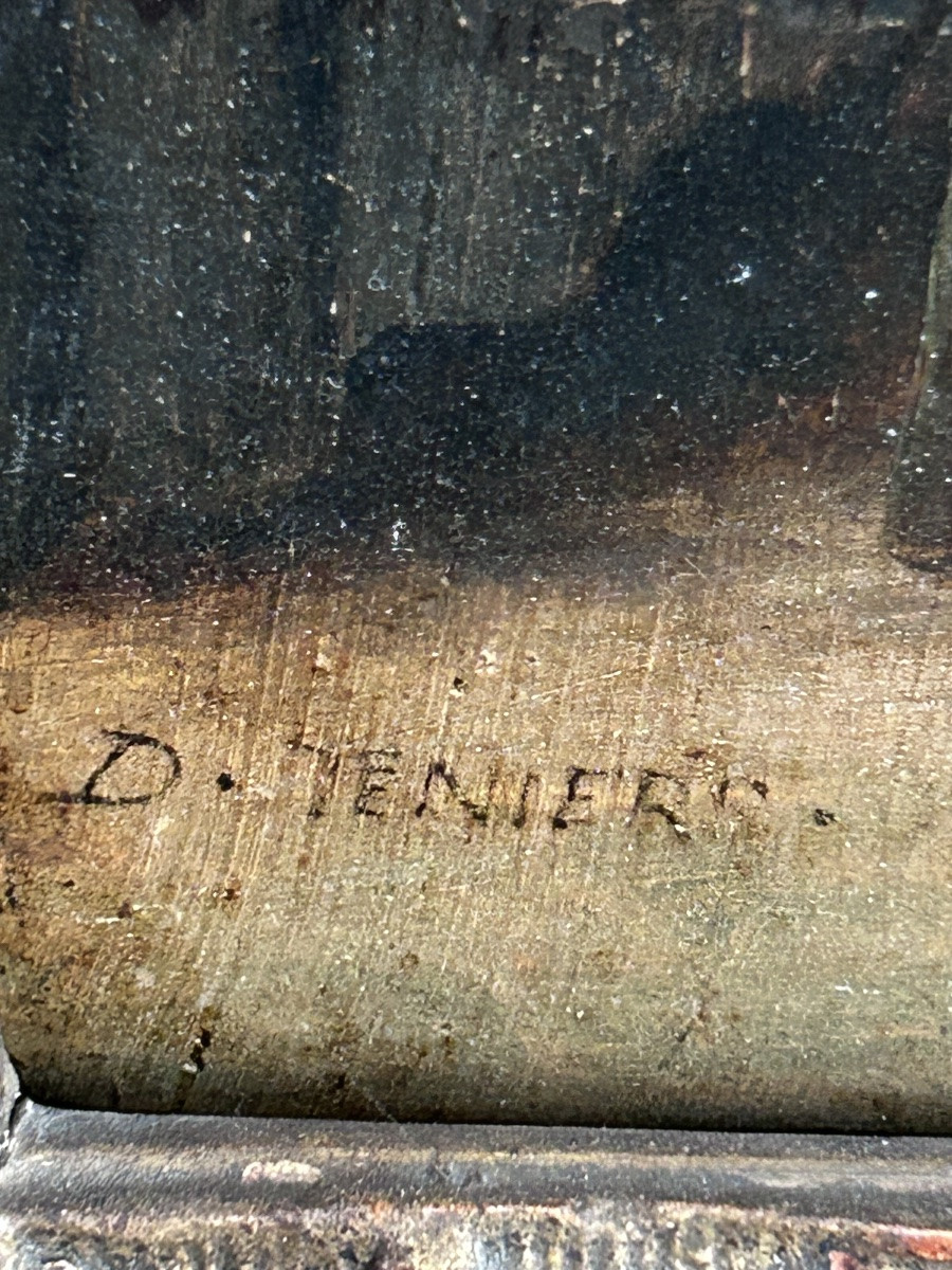 D. Teniers (entourage de), scène de taverne huile sur panneau-photo-1