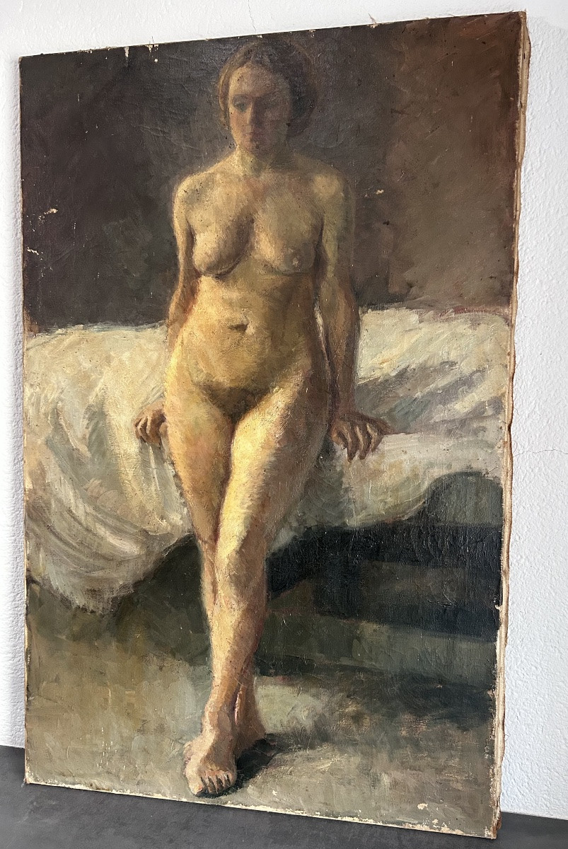 Nu, huile sur toile non signée -photo-2