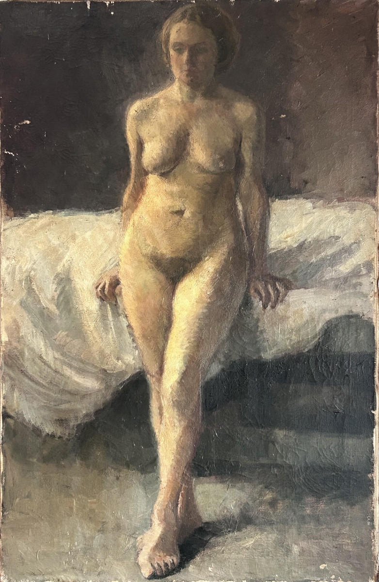 Nu, huile sur toile non signée 