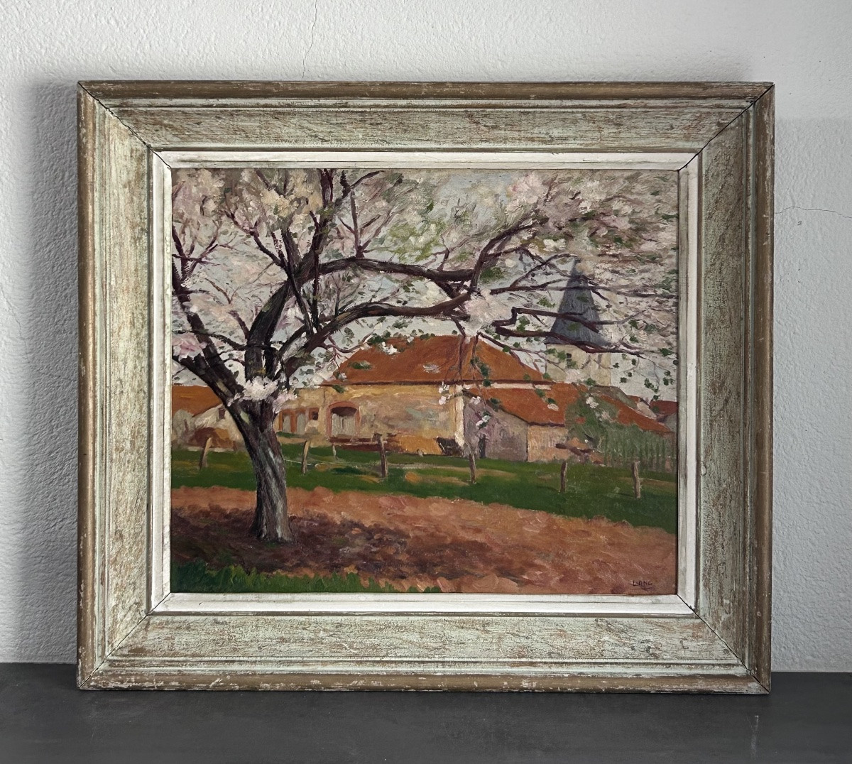 Lang, huile sur carton paysage de printemps -photo-3