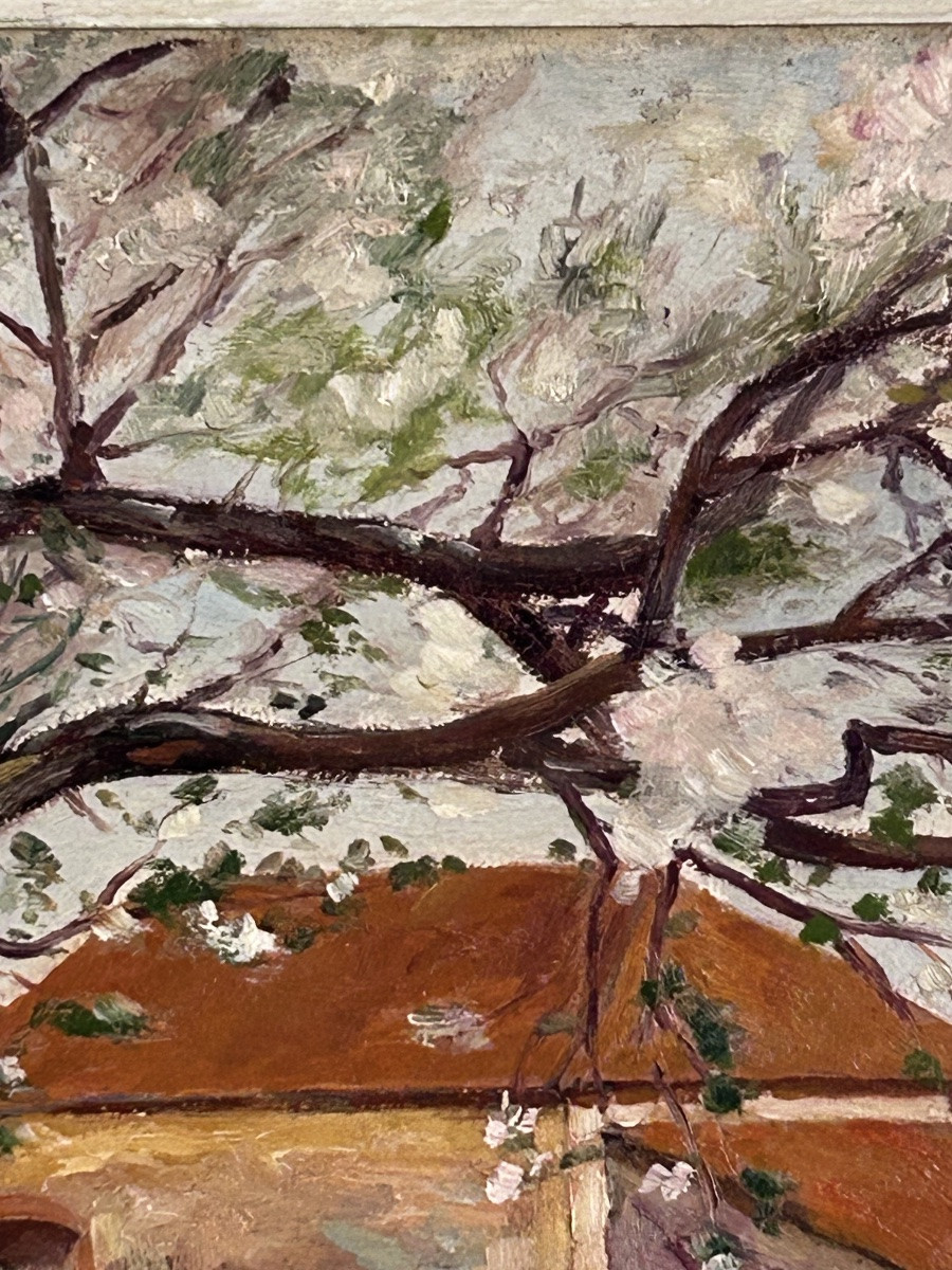 Lang, huile sur carton paysage de printemps -photo-2