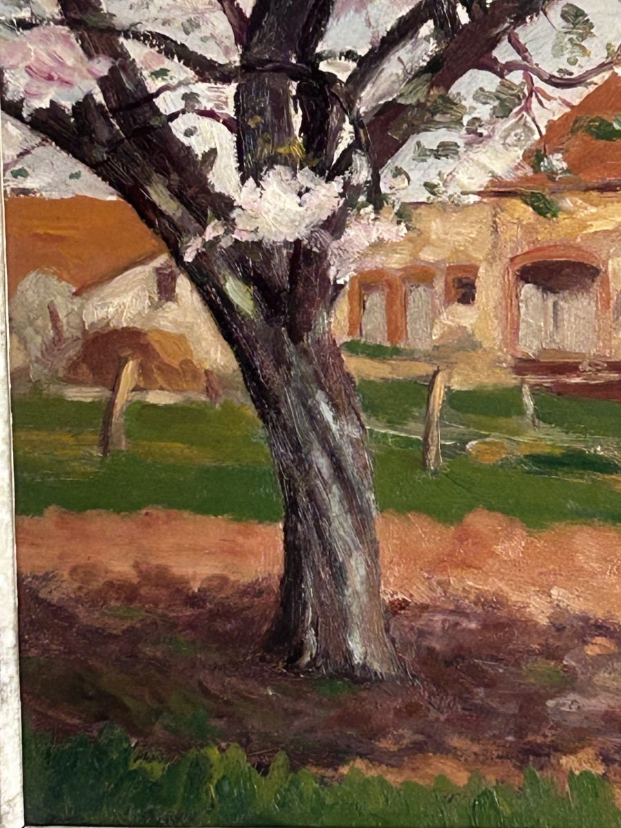 Lang, huile sur carton paysage de printemps -photo-4