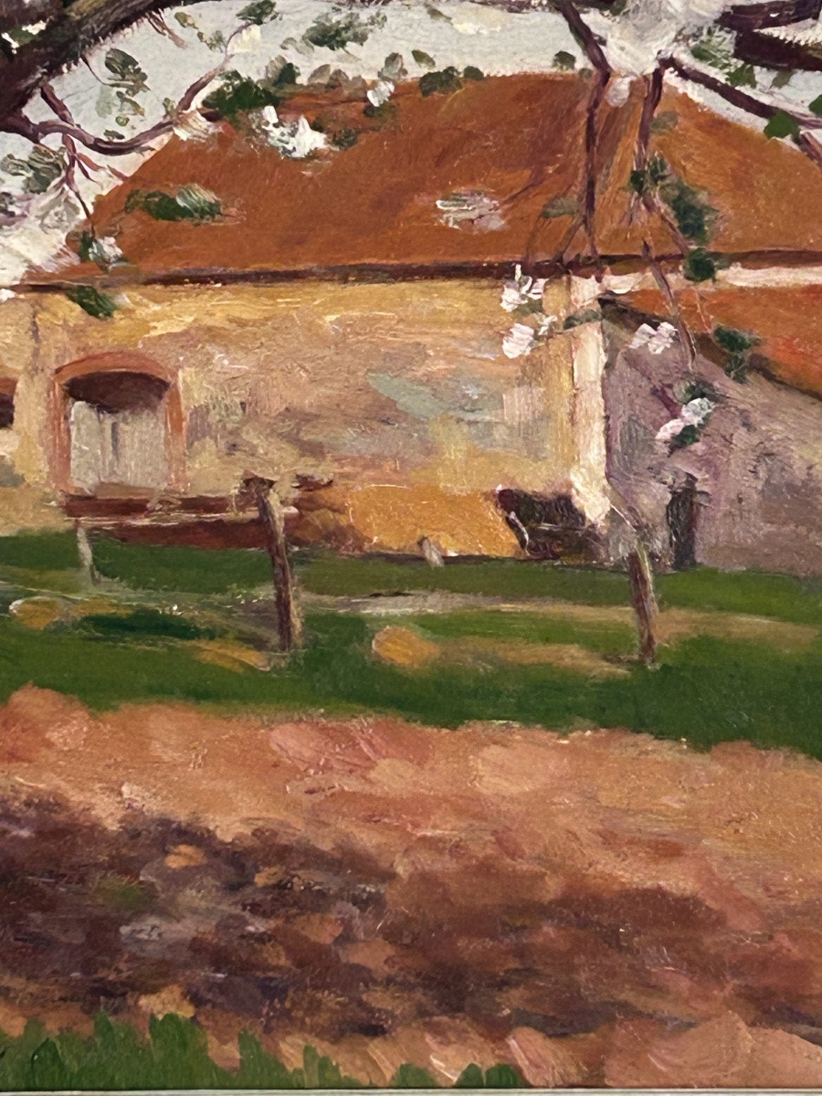 Lang, huile sur carton paysage de printemps -photo-5