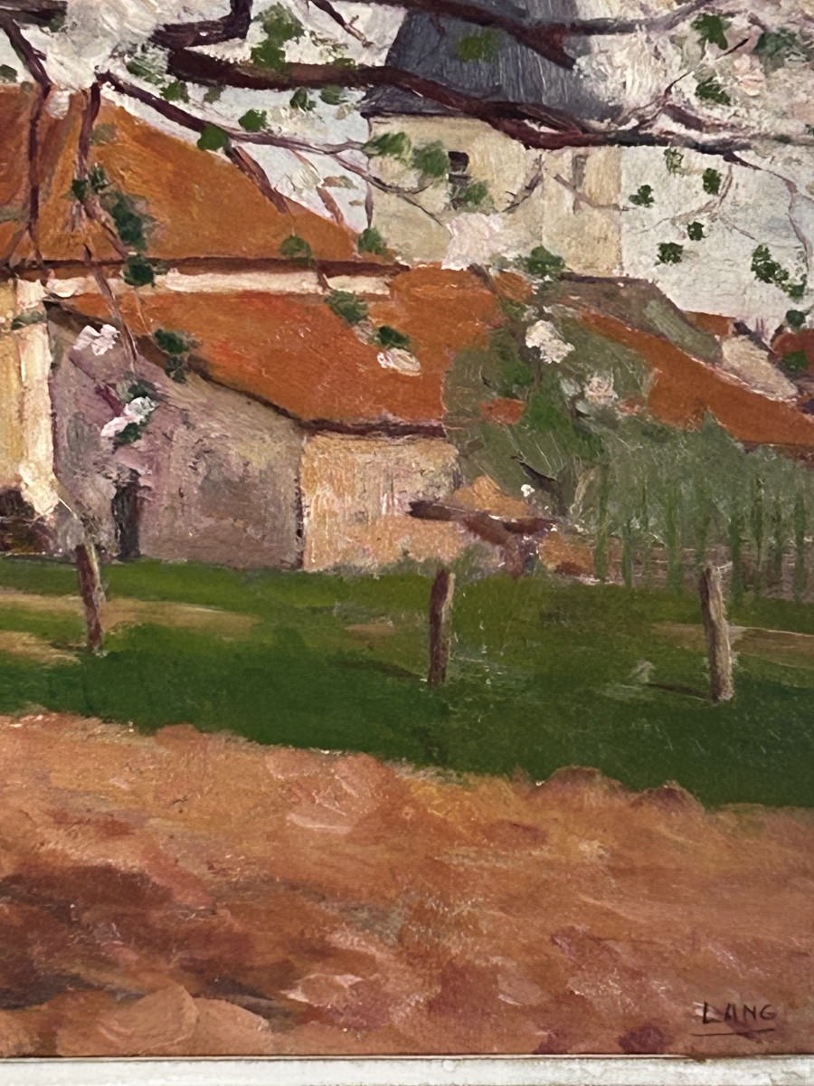 Lang, huile sur carton paysage de printemps -photo-6