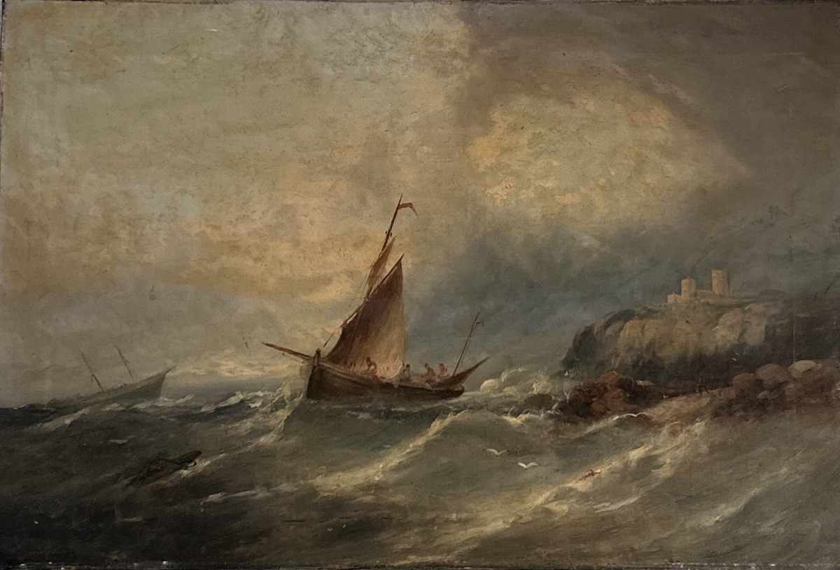 Louis Verboeckhoven, Marine huile sur toile 