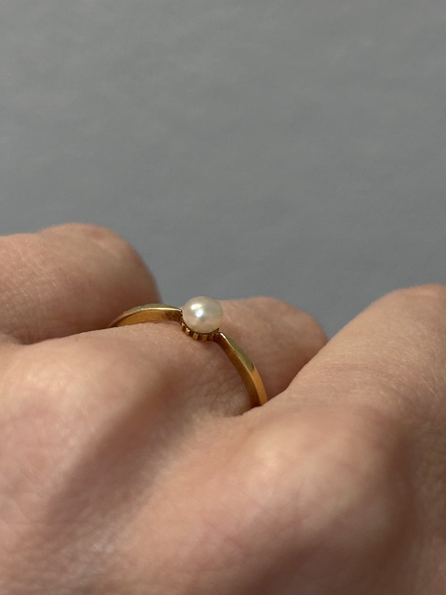 Bague d’enfant en or 18 carats et perle fine -photo-6