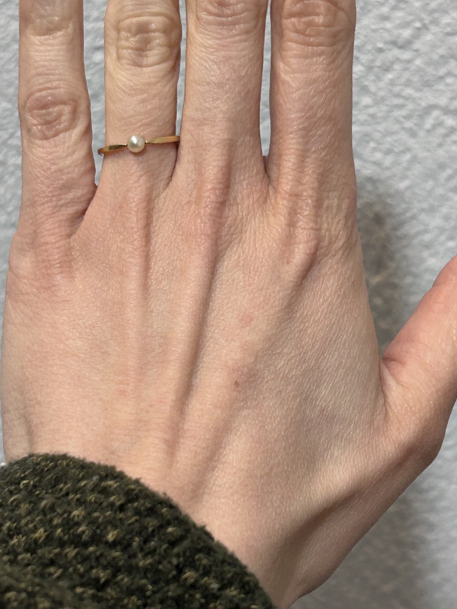 Bague d’enfant en or 18 carats et perle fine -photo-7