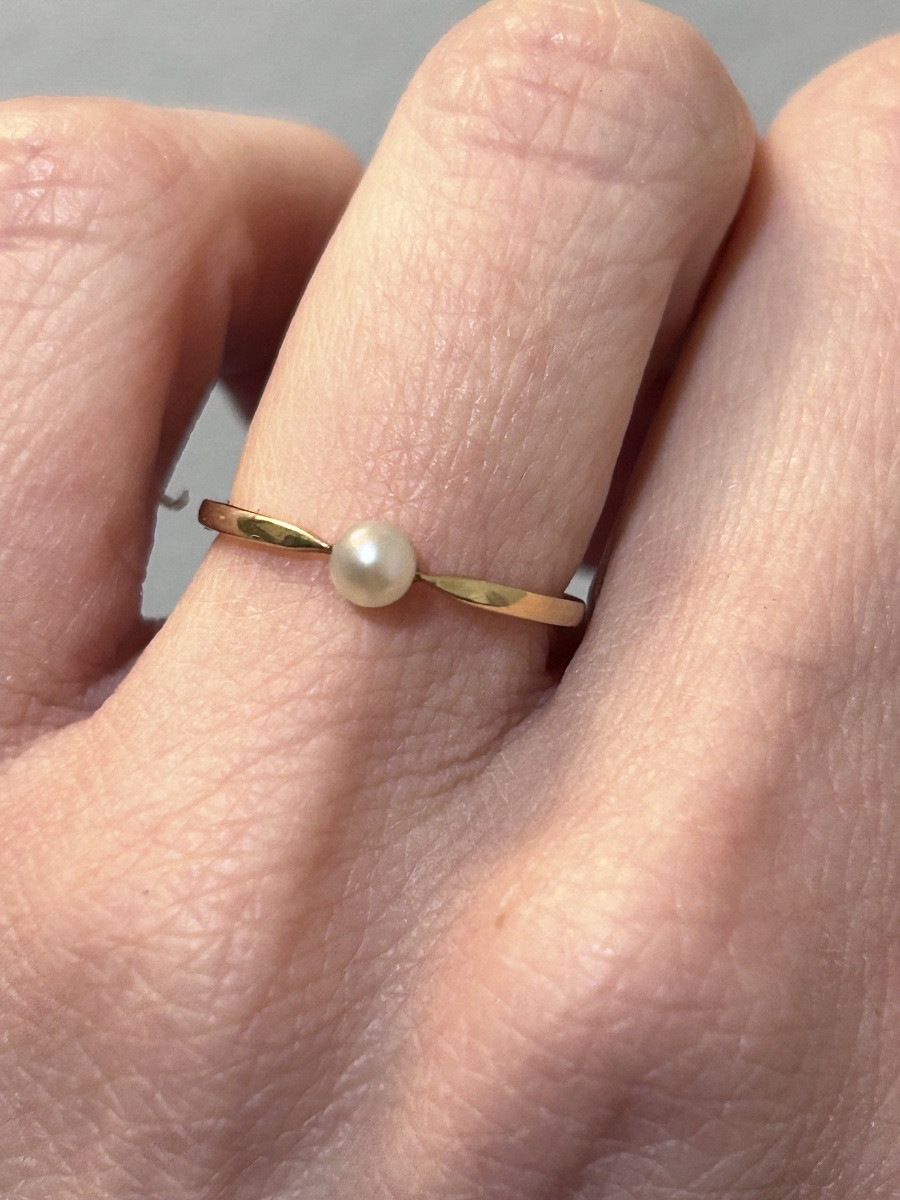 Bague d’enfant en or 18 carats et perle fine -photo-8