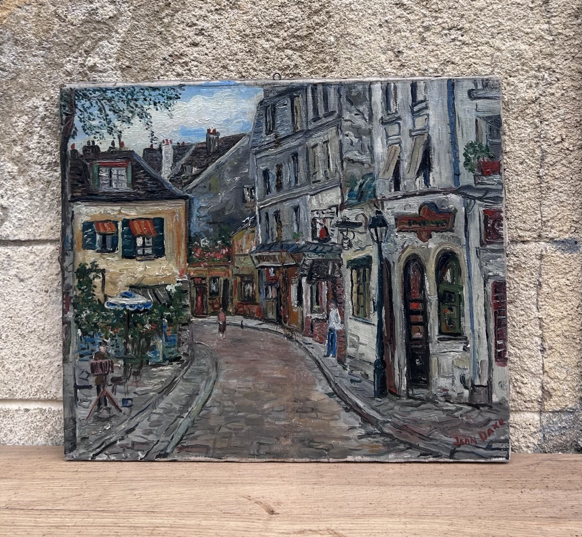 Jean Daxe, huile sur toile paysage urbain -photo-2