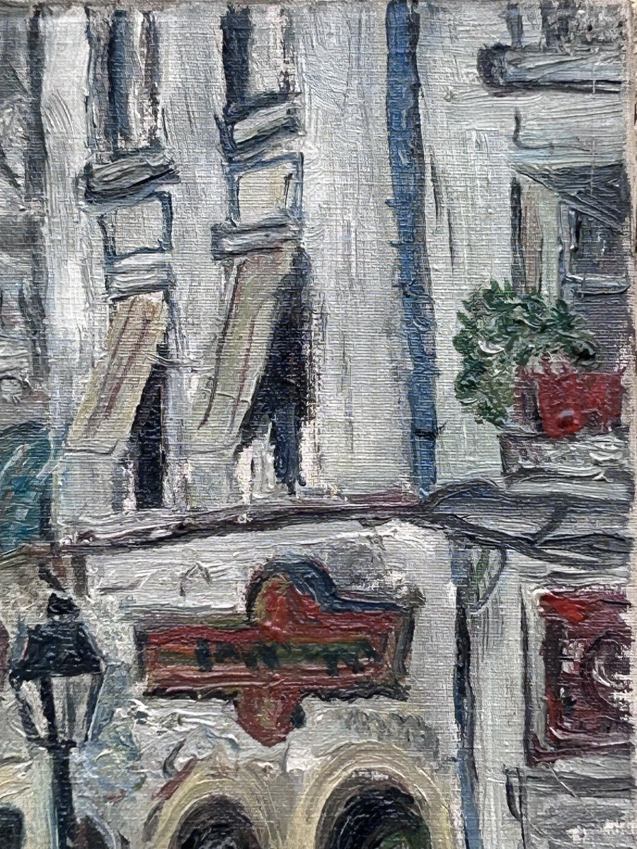 Jean Daxe, huile sur toile paysage urbain -photo-4