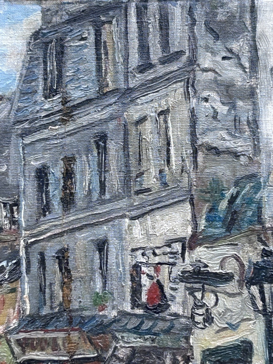 Jean Daxe, huile sur toile paysage urbain -photo-1