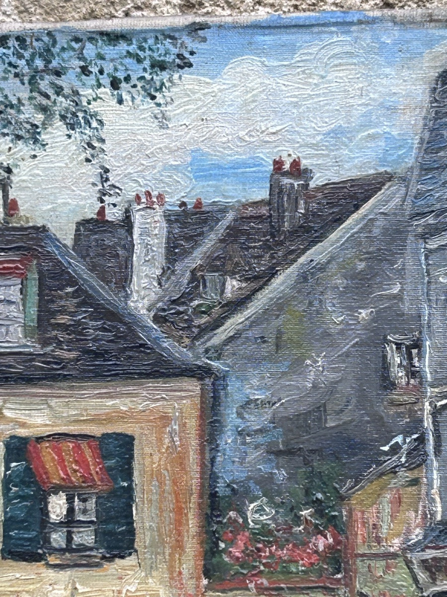 Jean Daxe, huile sur toile paysage urbain -photo-2