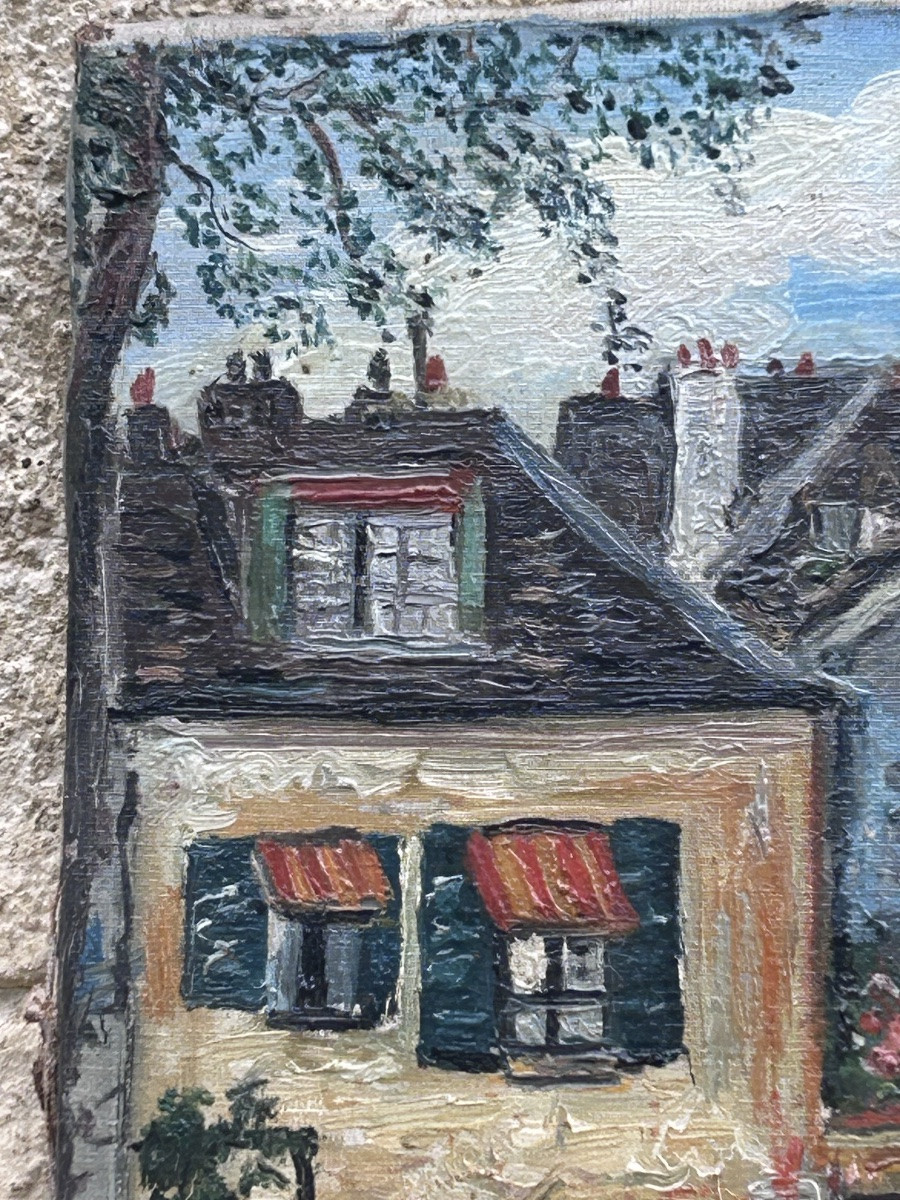 Jean Daxe, huile sur toile paysage urbain -photo-3