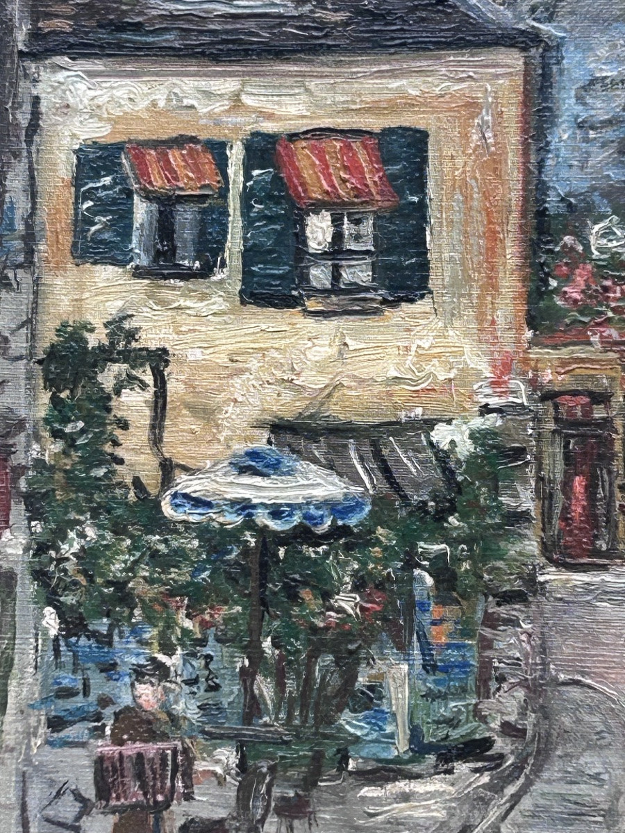 Jean Daxe, huile sur toile paysage urbain -photo-4