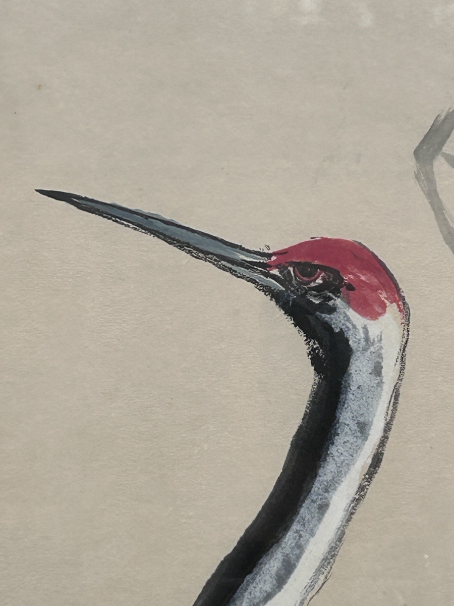 Aquarelle chinoise 19e siècle, cigogne-photo-1