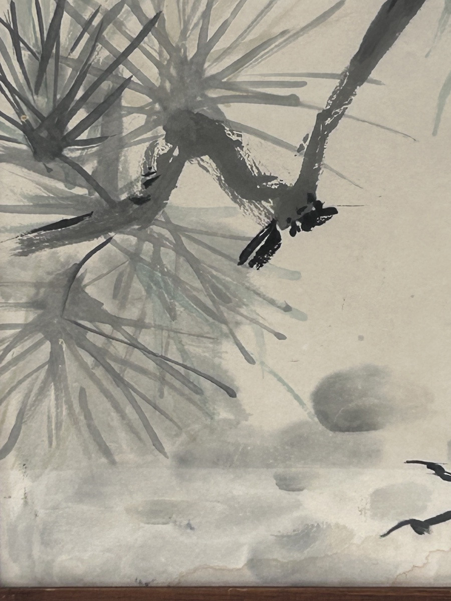 Aquarelle chinoise 19e siècle, cigogne-photo-2