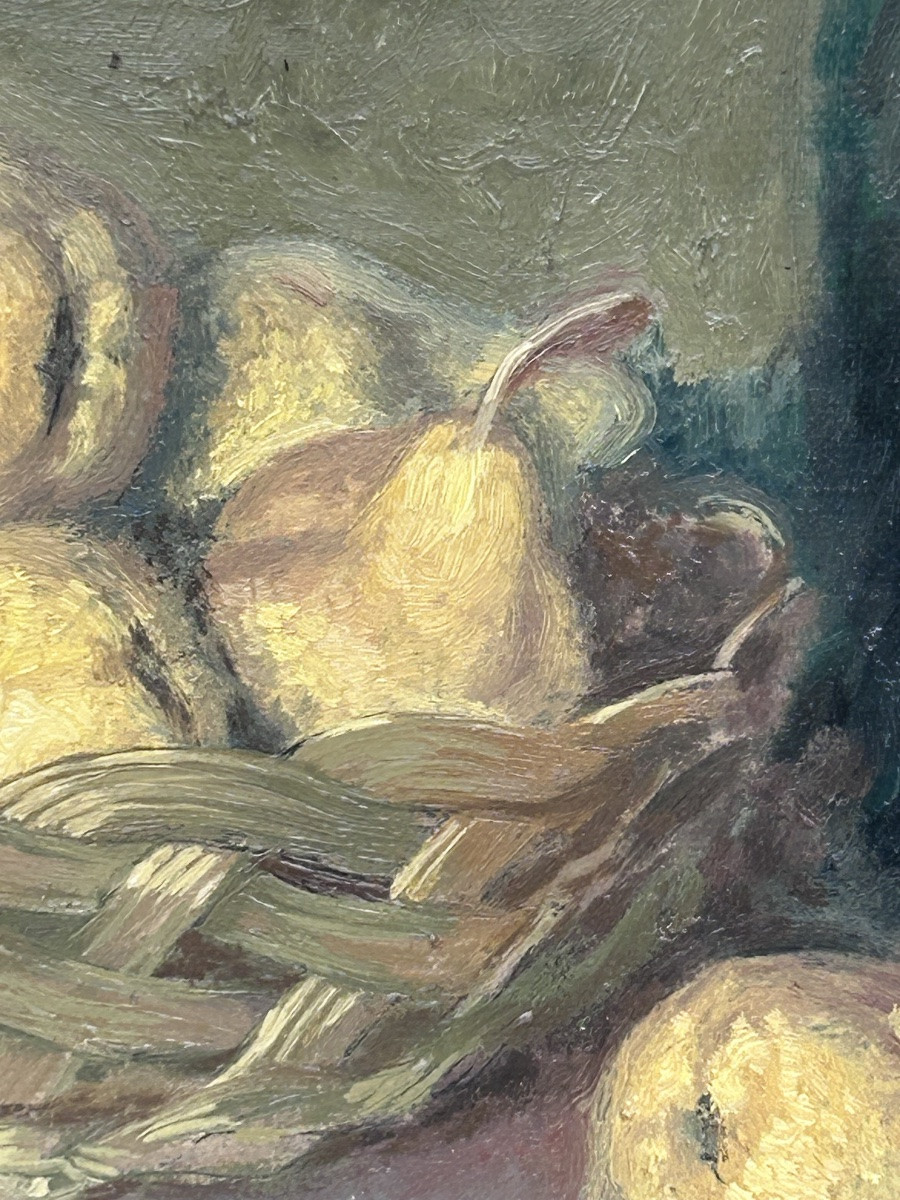 Nature morte huile sur toile, signature illisible -photo-4