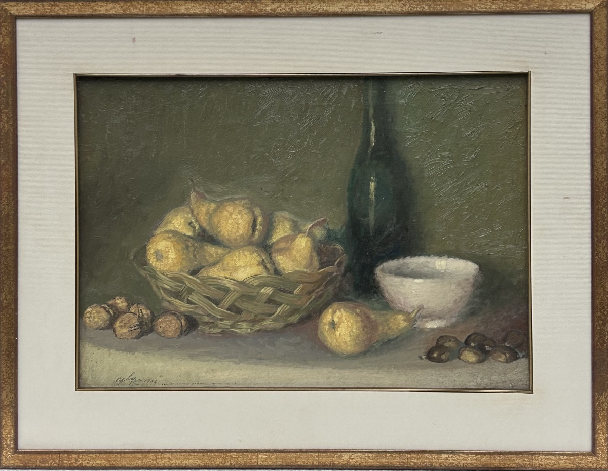 Nature morte huile sur toile, signature illisible 