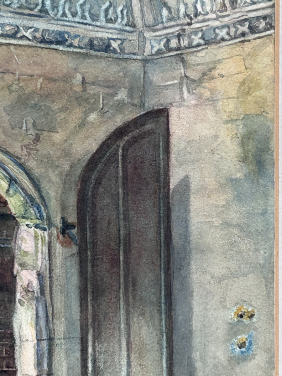 Louis Haghe, Watercolor Interior Of A Chapel-photo-4