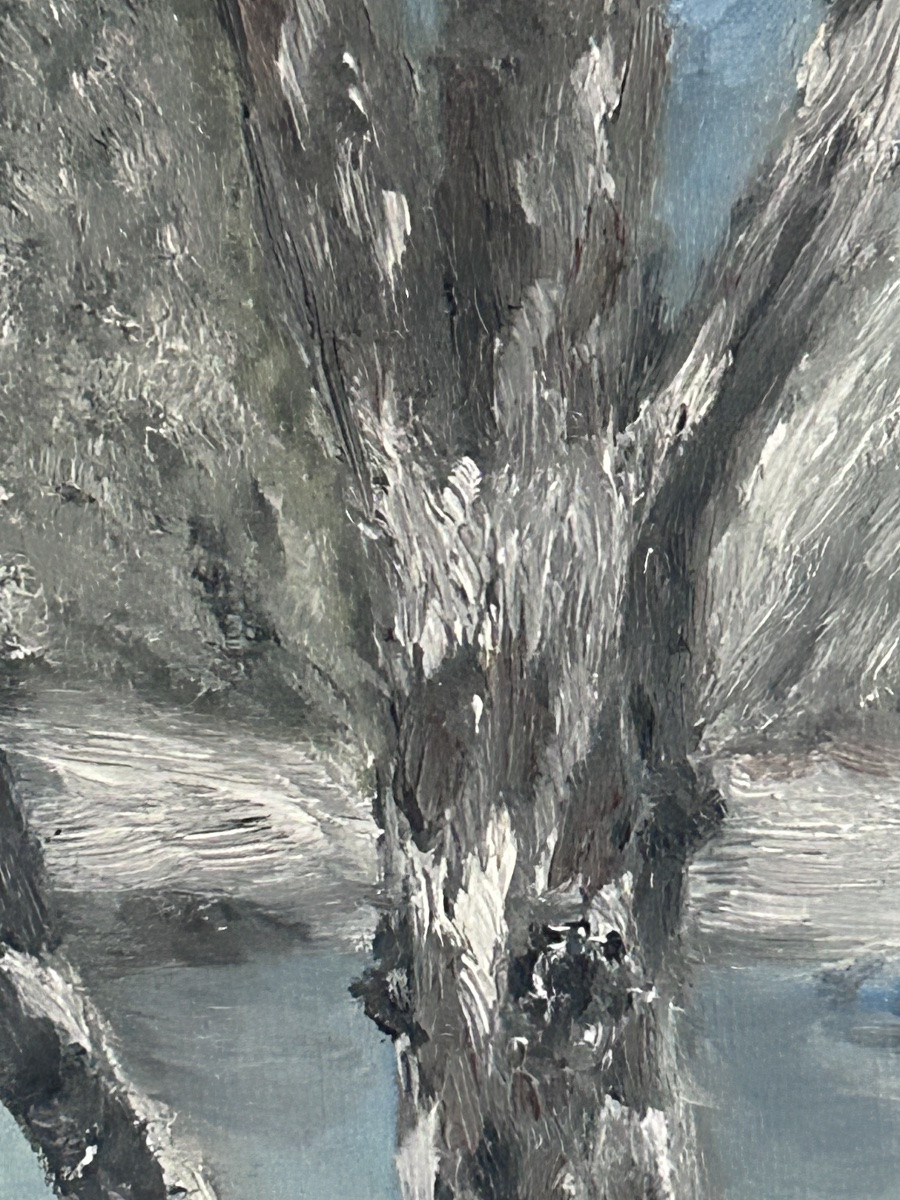 M. Steichen, huile sur toile paysage forêt en hiver -photo-6