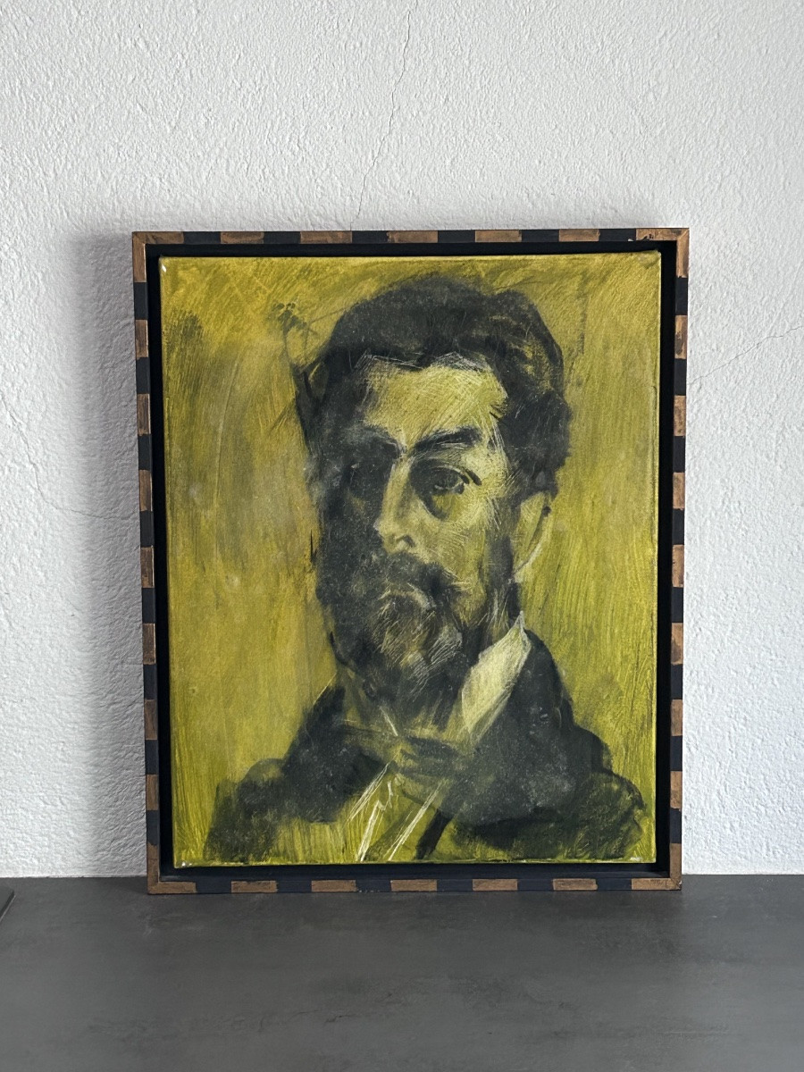 R. Schauls, Luxembourg Artist Mixed Media Portrait On Canvas -photo-2