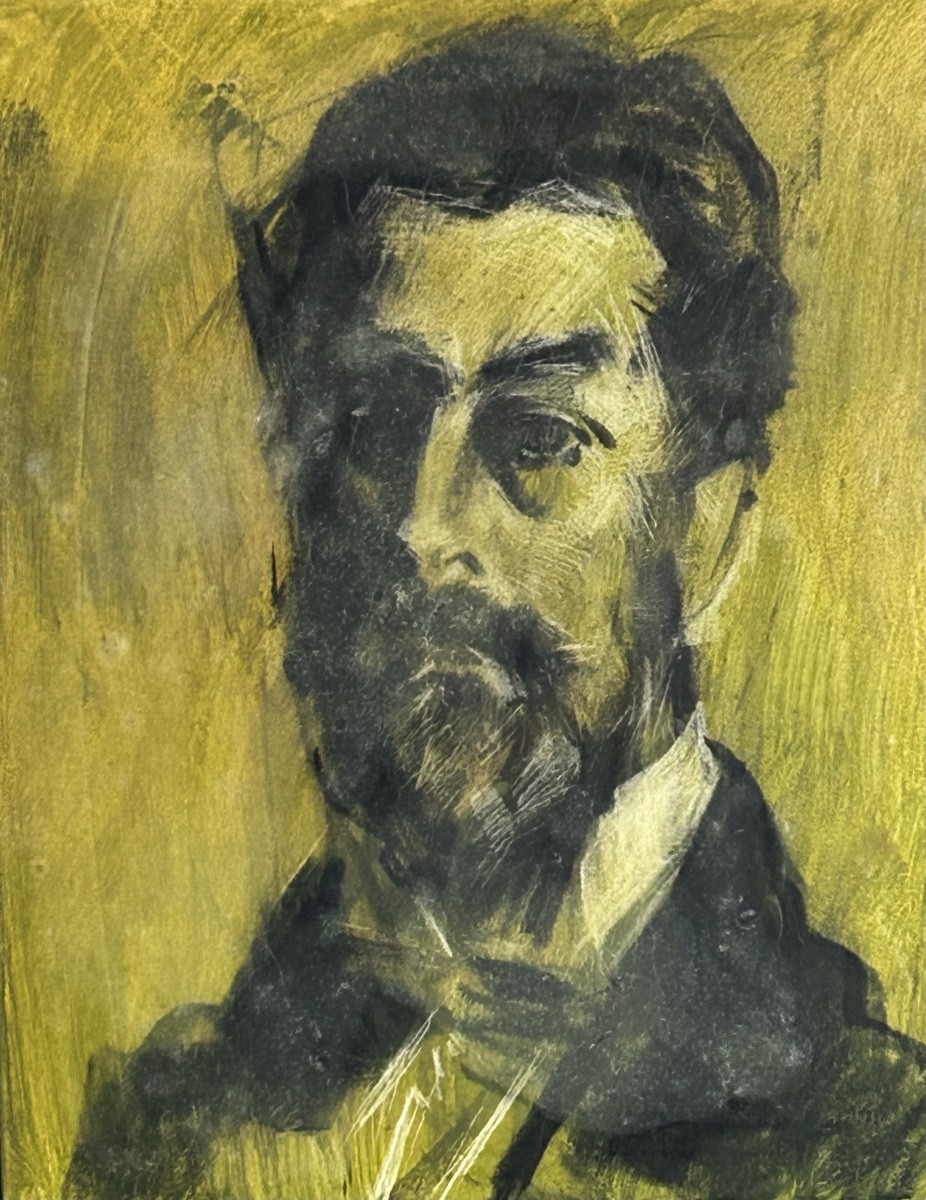 R. Schauls, Luxembourg Artist Mixed Media Portrait On Canvas -photo-3