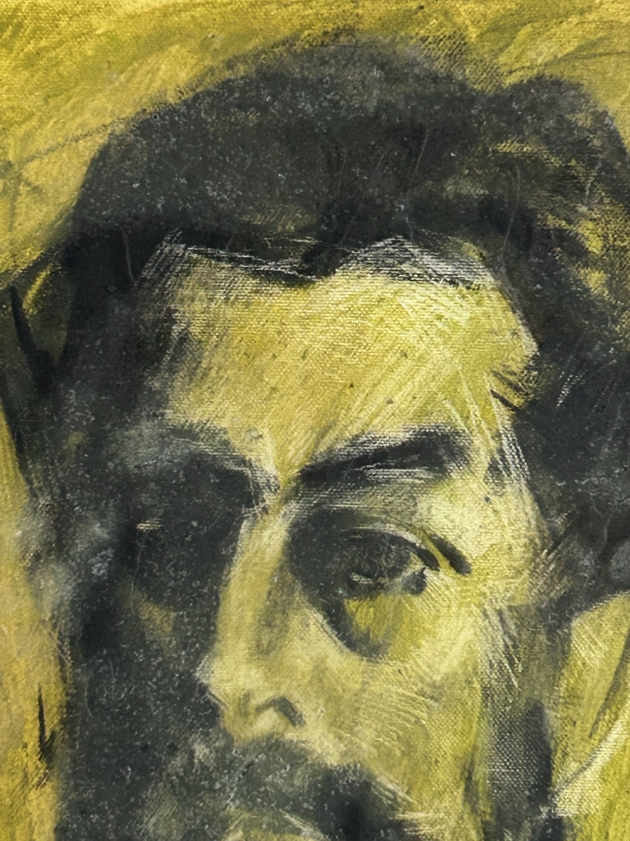 R. Schauls, Luxembourg Artist Mixed Media Portrait On Canvas -photo-1