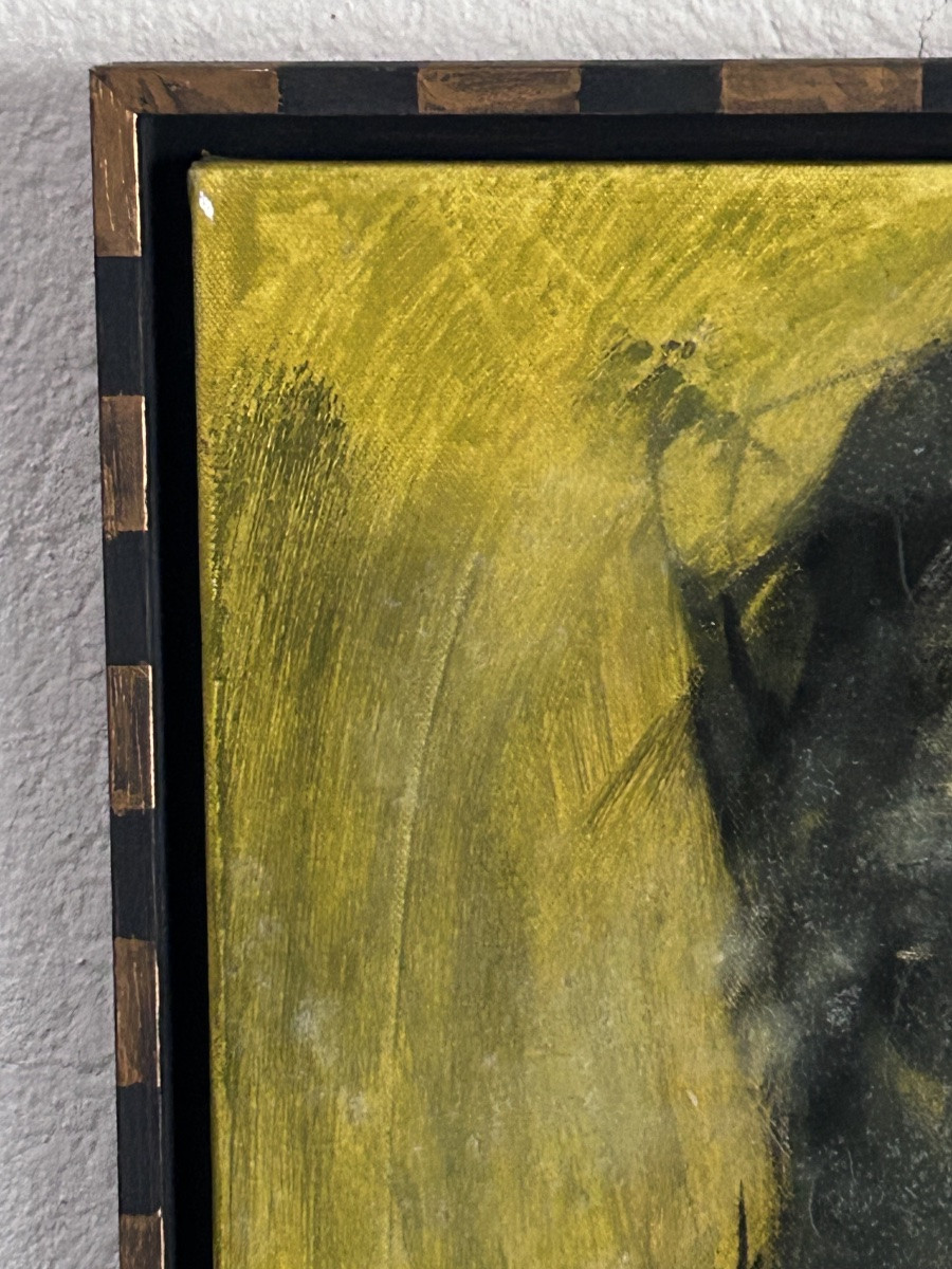 R. Schauls, Luxembourg Artist Mixed Media Portrait On Canvas -photo-2