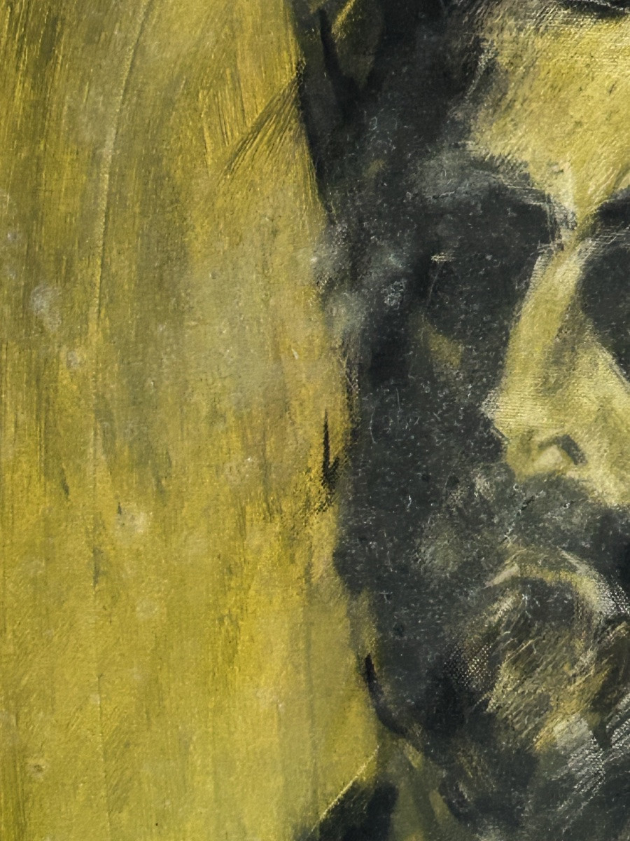 R. Schauls, Luxembourg Artist Mixed Media Portrait On Canvas -photo-3