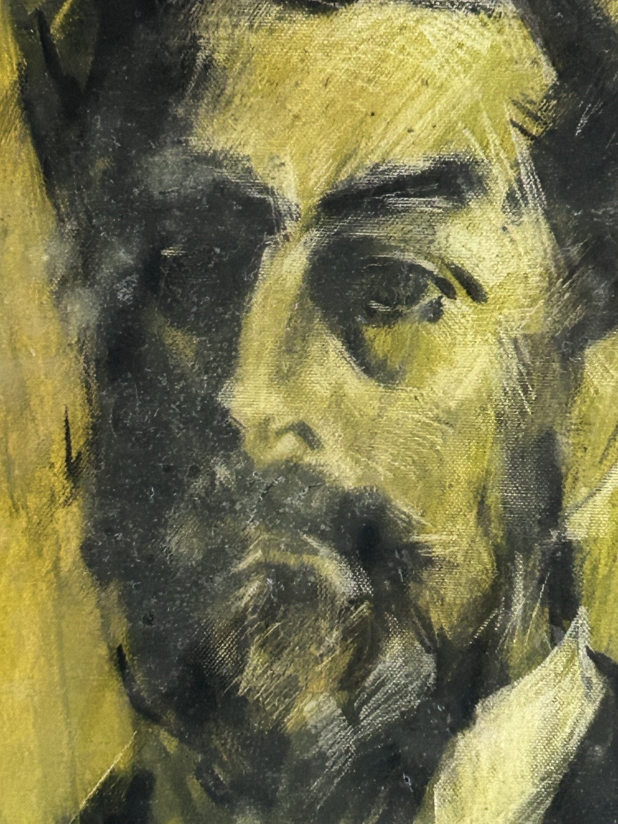 R. Schauls, Luxembourg Artist Mixed Media Portrait On Canvas -photo-4