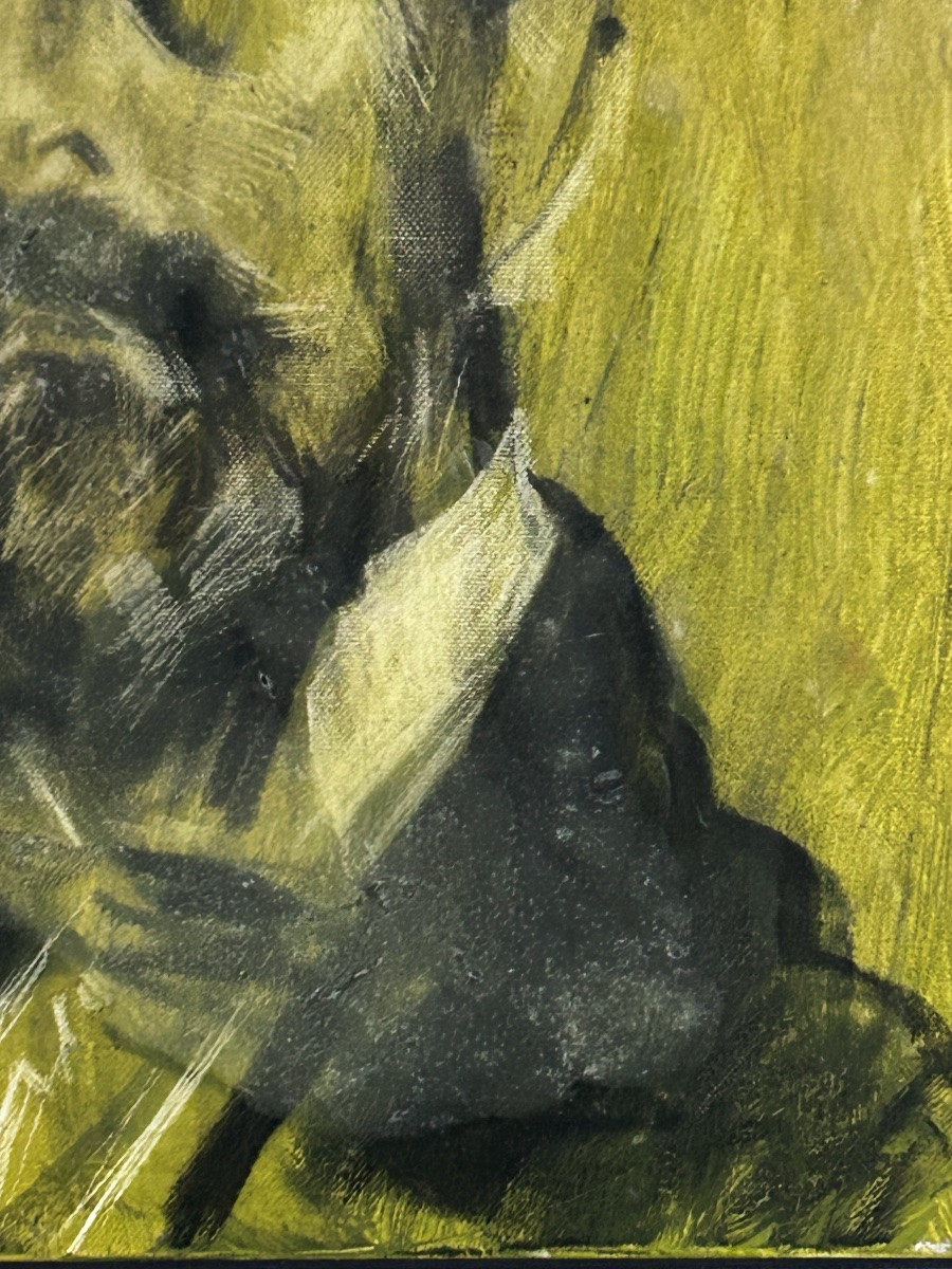 R. Schauls, Luxembourg Artist Mixed Media Portrait On Canvas -photo-5