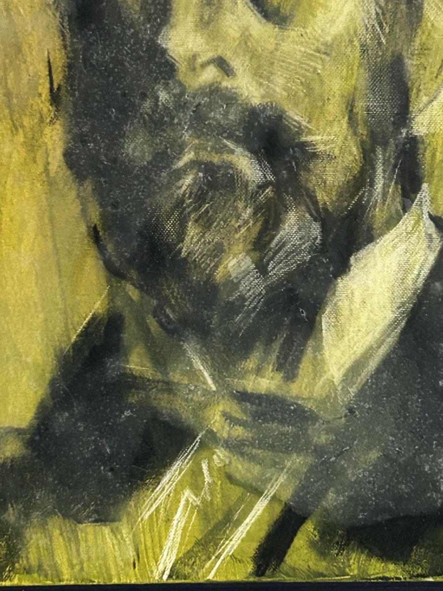 R. Schauls, Luxembourg Artist Mixed Media Portrait On Canvas -photo-6