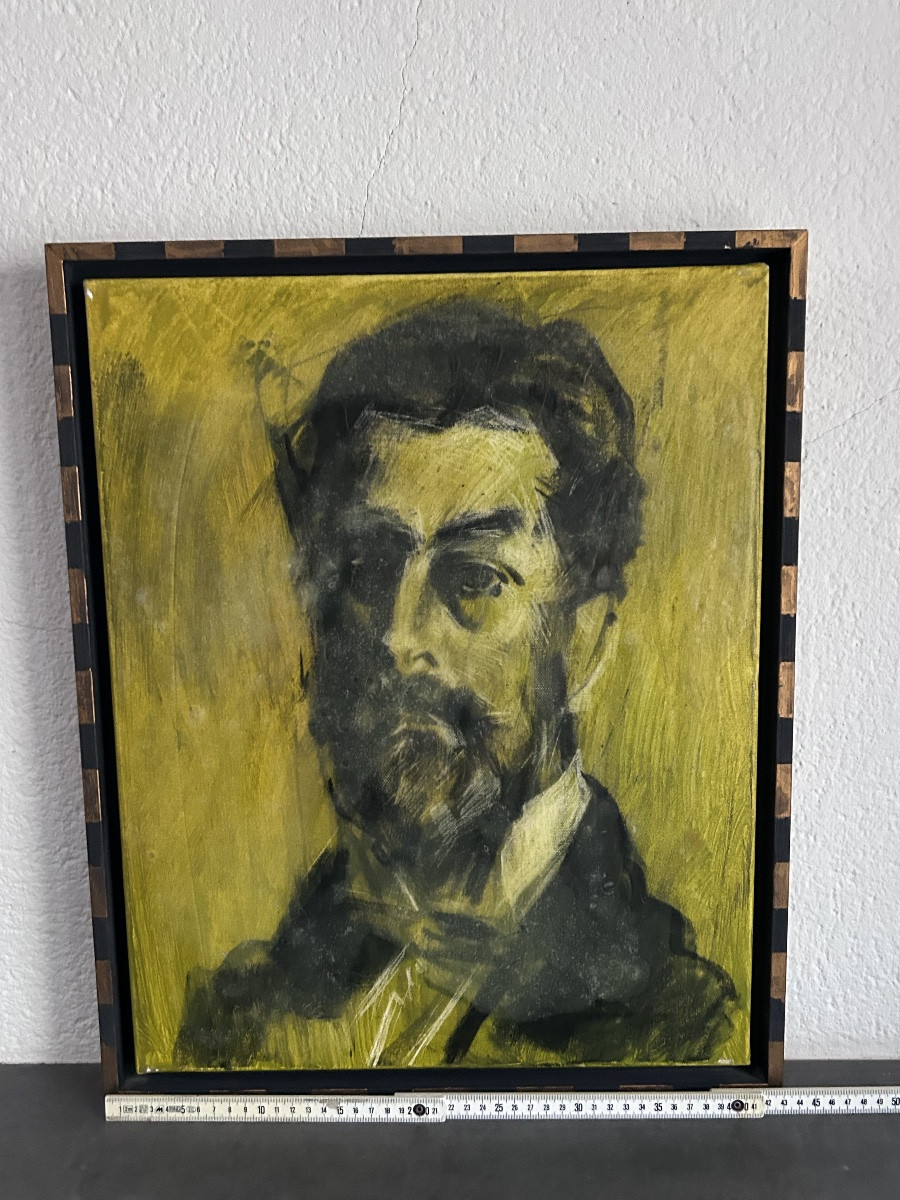 R. Schauls, Luxembourg Artist Mixed Media Portrait On Canvas -photo-8