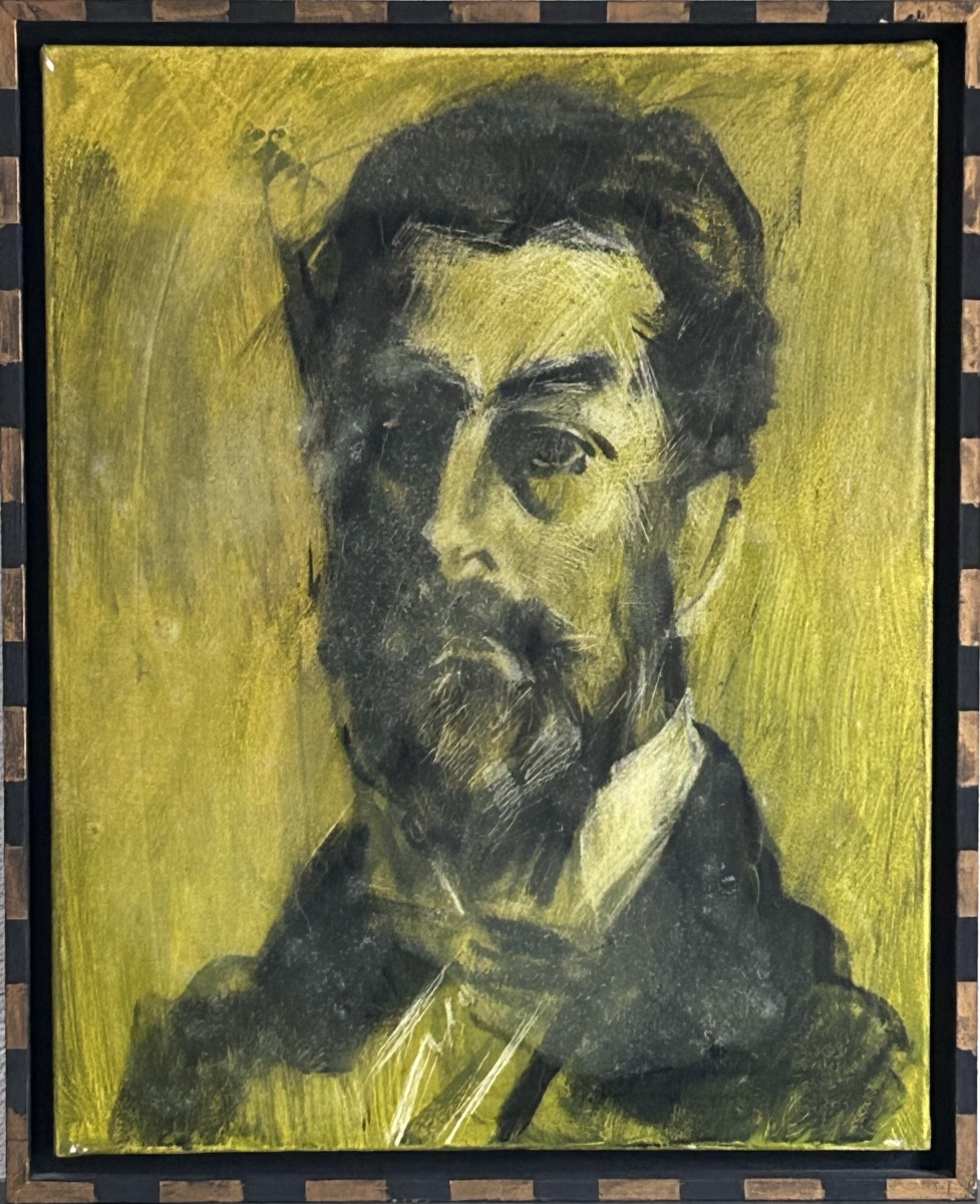 R. Schauls, Luxembourg Artist Mixed Media Portrait On Canvas 