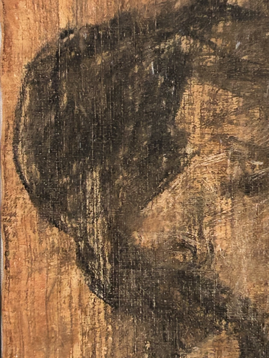 R. Schauls, artiste luxembourgeois portrait technique mixte sur toile -photo-2