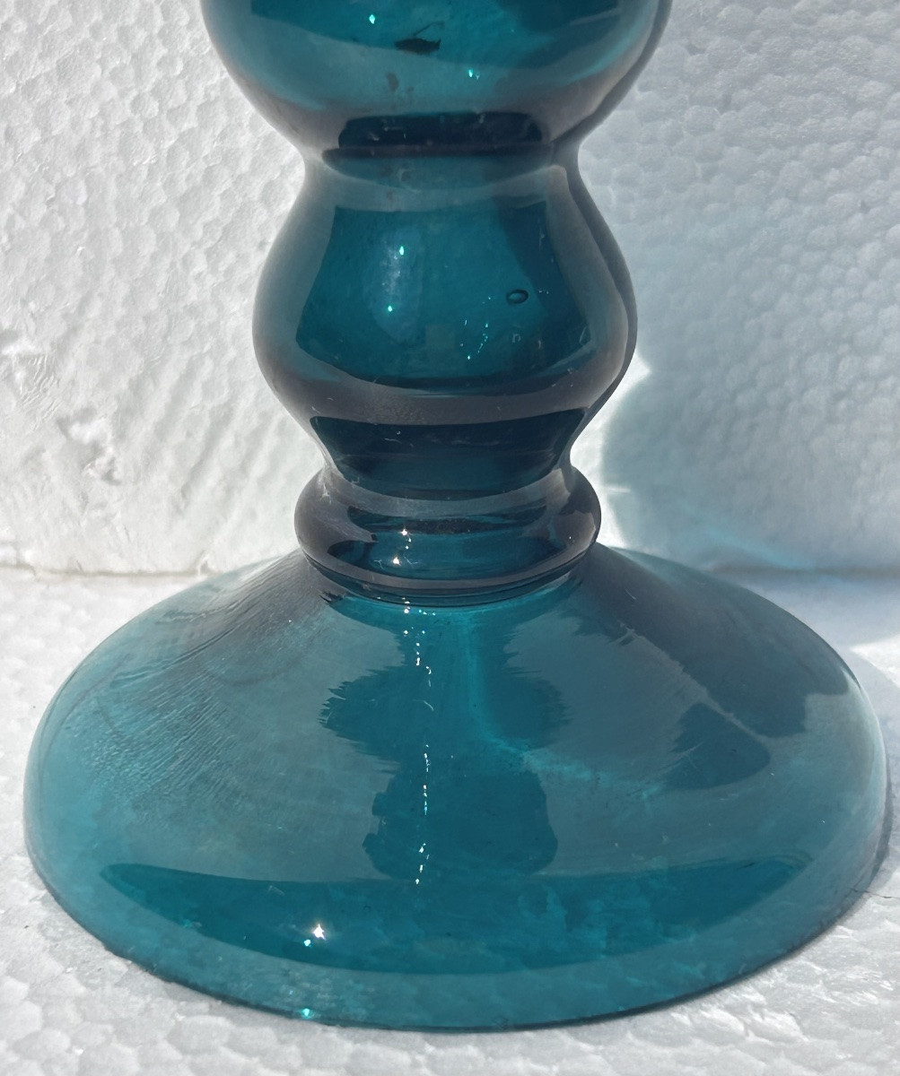 Set Of 9 Bohemian Stemmed Glasses In Green/blue -photo-4