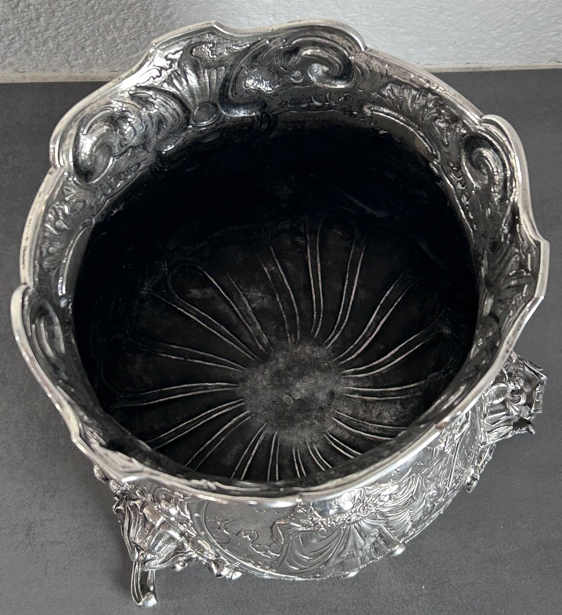 Finely Decorated Solid Silver Champagne Bucket -photo-3