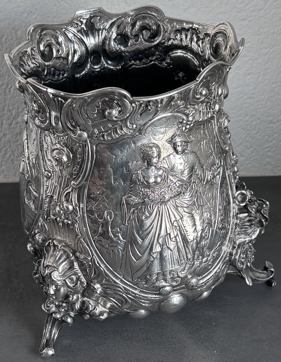 Finely Decorated Solid Silver Champagne Bucket -photo-1