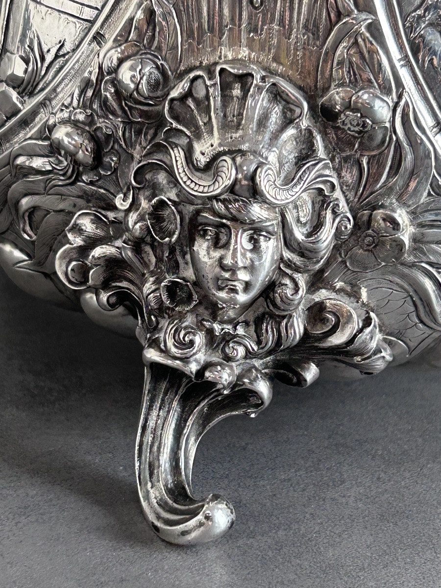 Finely Decorated Solid Silver Champagne Bucket -photo-4