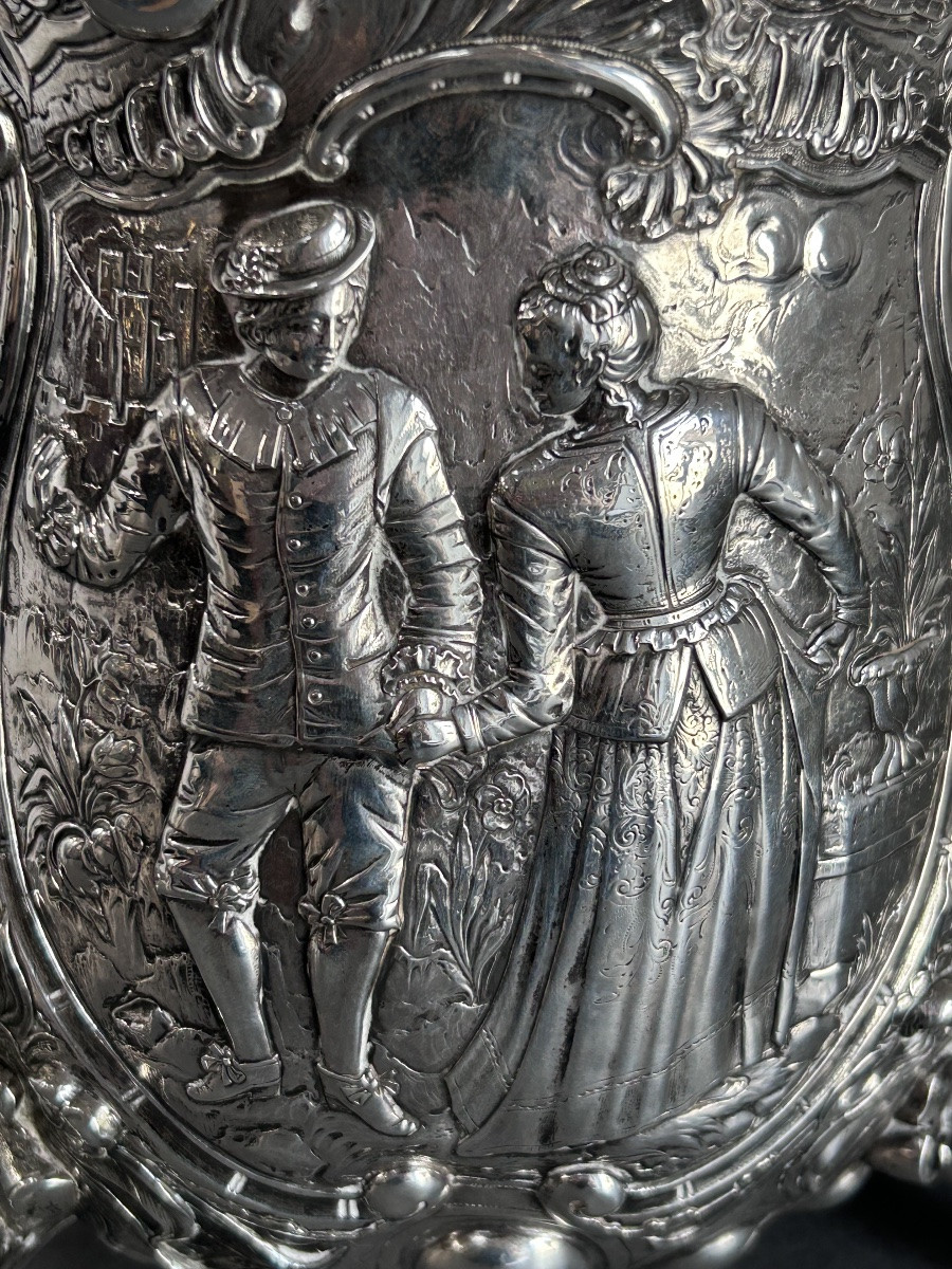 Finely Decorated Solid Silver Champagne Bucket -photo-6