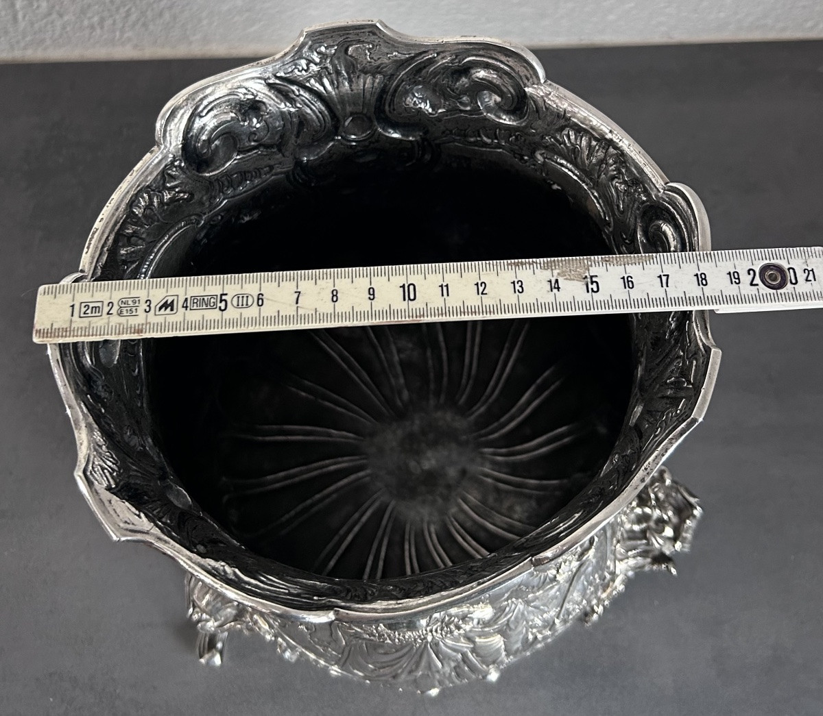 Finely Decorated Solid Silver Champagne Bucket -photo-8