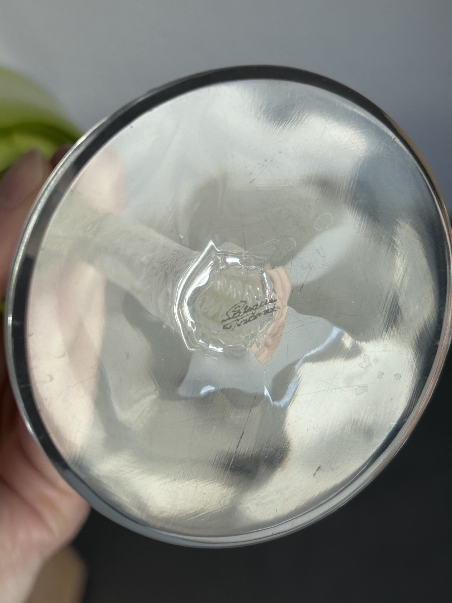 Lalique, 12 Roemer Glasses, Trèves Model, In Engraved And Colored Crystal -photo-6