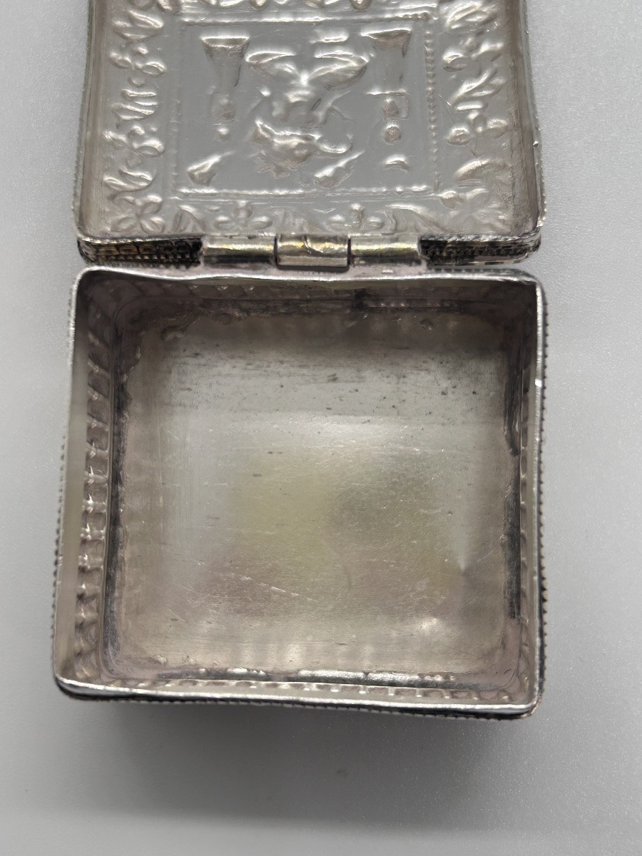 Tabatière en argent massif décor asiatique -photo-2