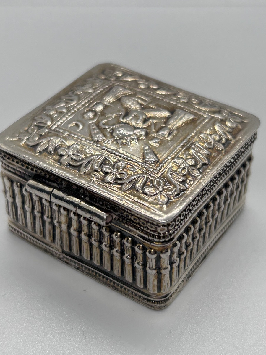 Tabatière en argent massif décor asiatique -photo-4