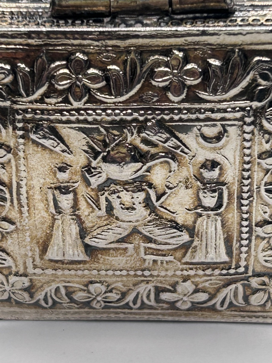 Tabatière en argent massif décor asiatique -photo-6