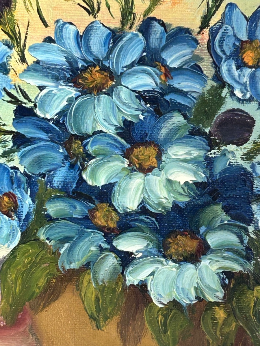 Betés, Pair Of Oil Paintings On Canvas, Bouquets Of Flowers -photo-7