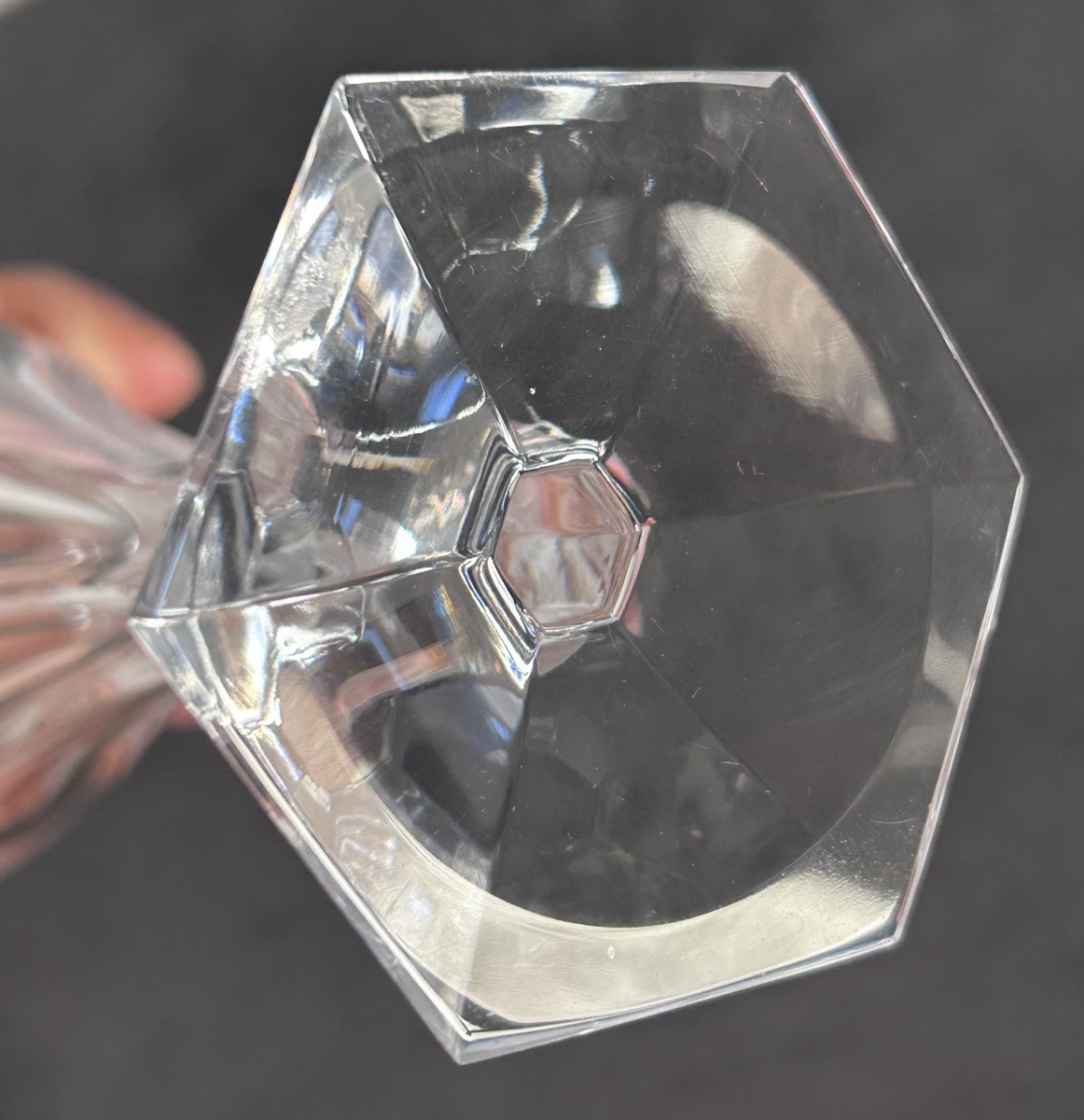 Val Saint Lambert, 12 Art Deco Crystal White Wine Glasses -photo-5