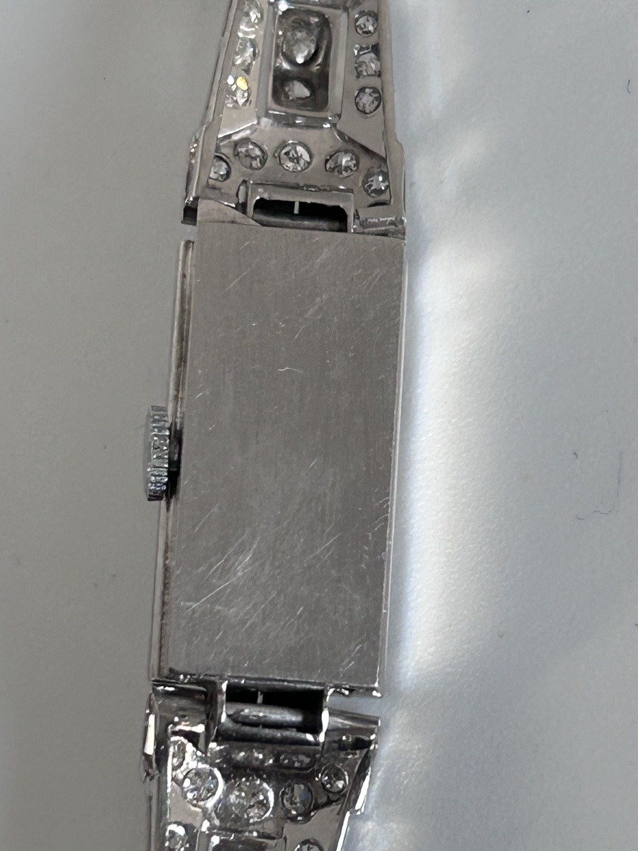 Art Deco Wristwatch In White Gold Set With Diamonds -photo-4