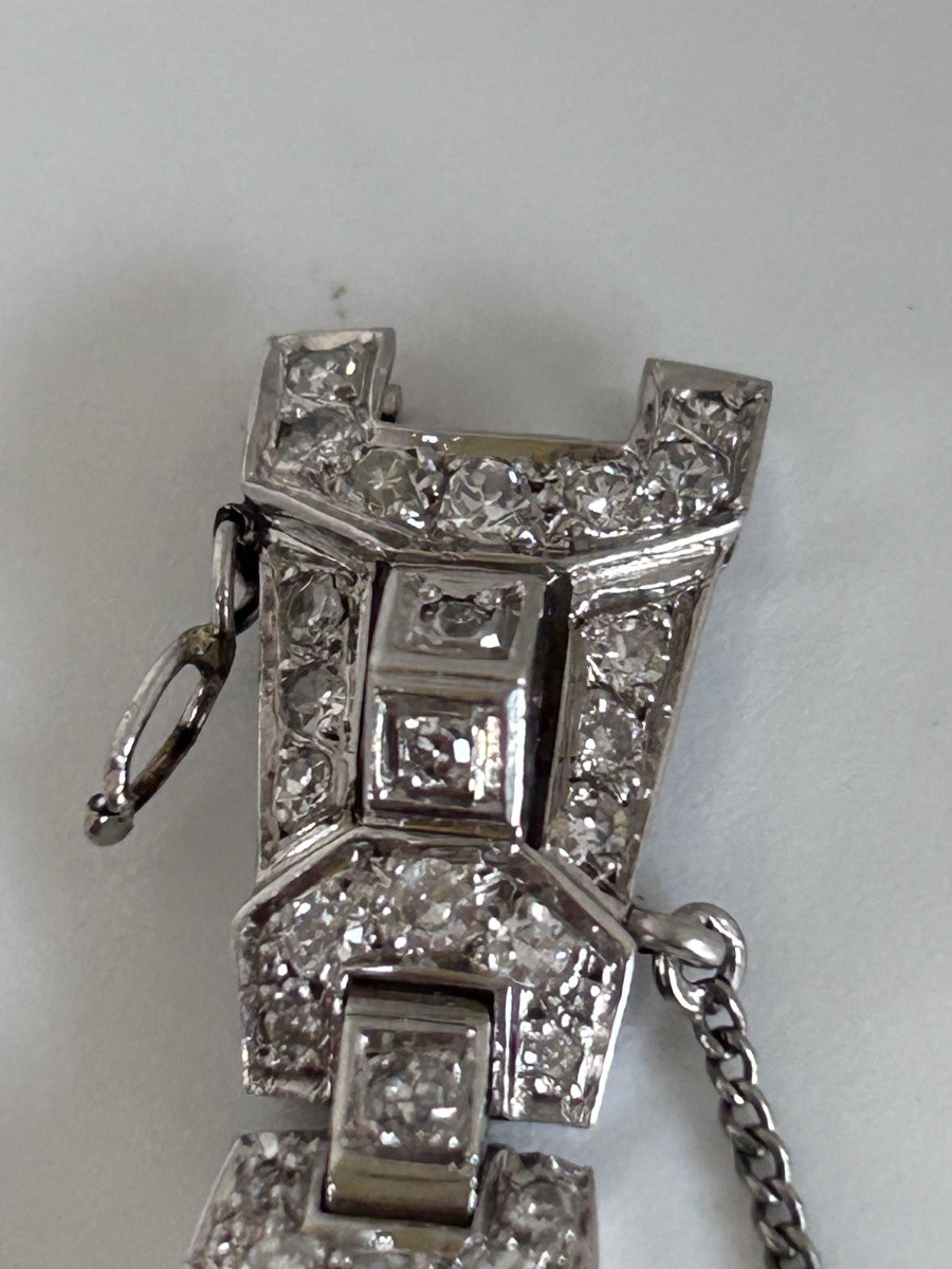 Art Deco Wristwatch In White Gold Set With Diamonds -photo-6
